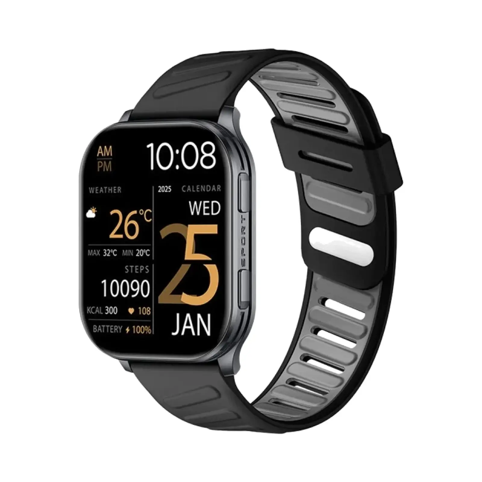 ساعت هوشمند گلوریمی 53mm Alpha Zinc Alloy Case with Silicone Band - مشکی