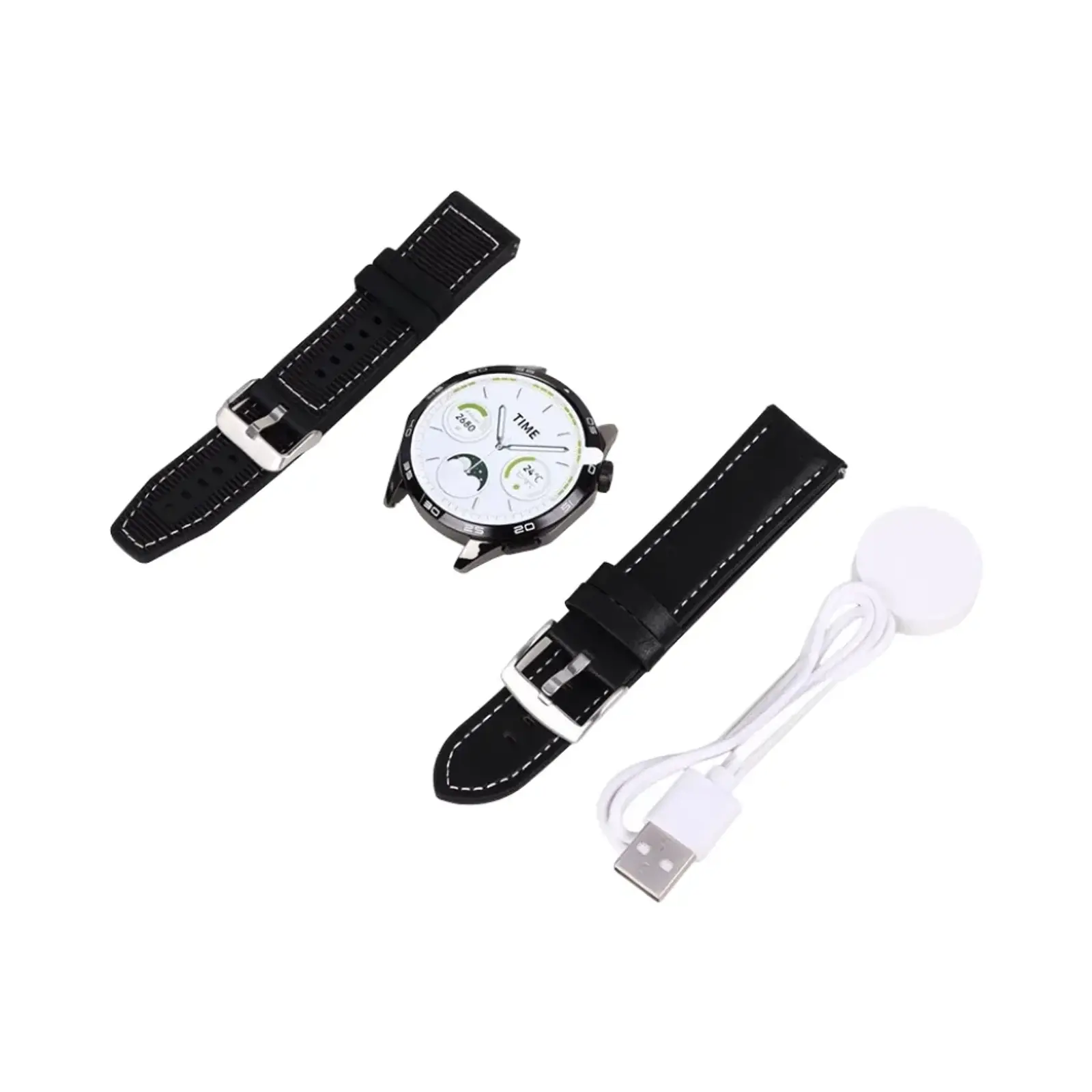 ساعت هوشمند دتکس پلاس 42mm DW16 GT4 Metal Case with Synthetic Leather Band - سفید