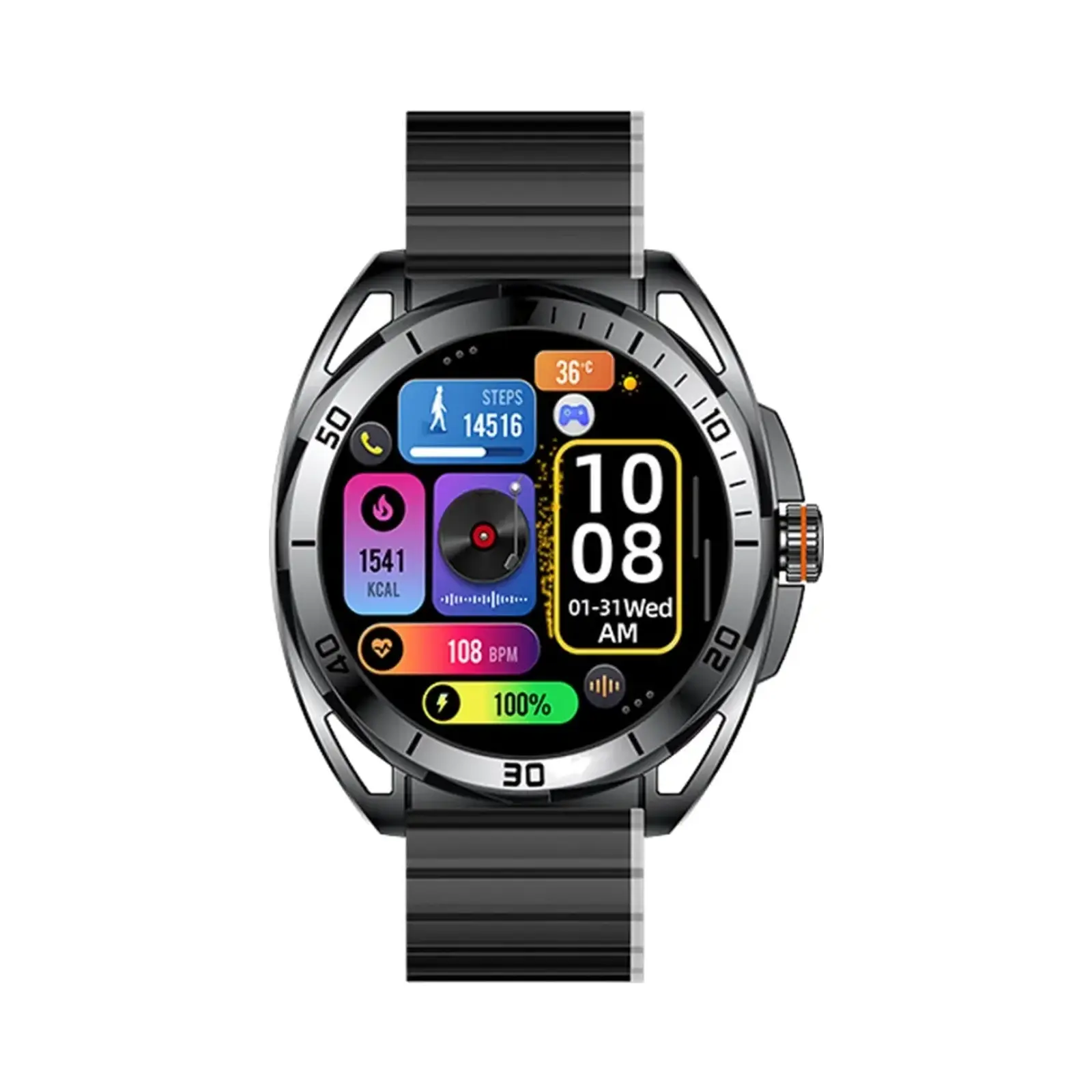 ساعت هوشمند گلوریمی 44mm EMI M2 PRO Metal Case with Silicone Band - مشکی