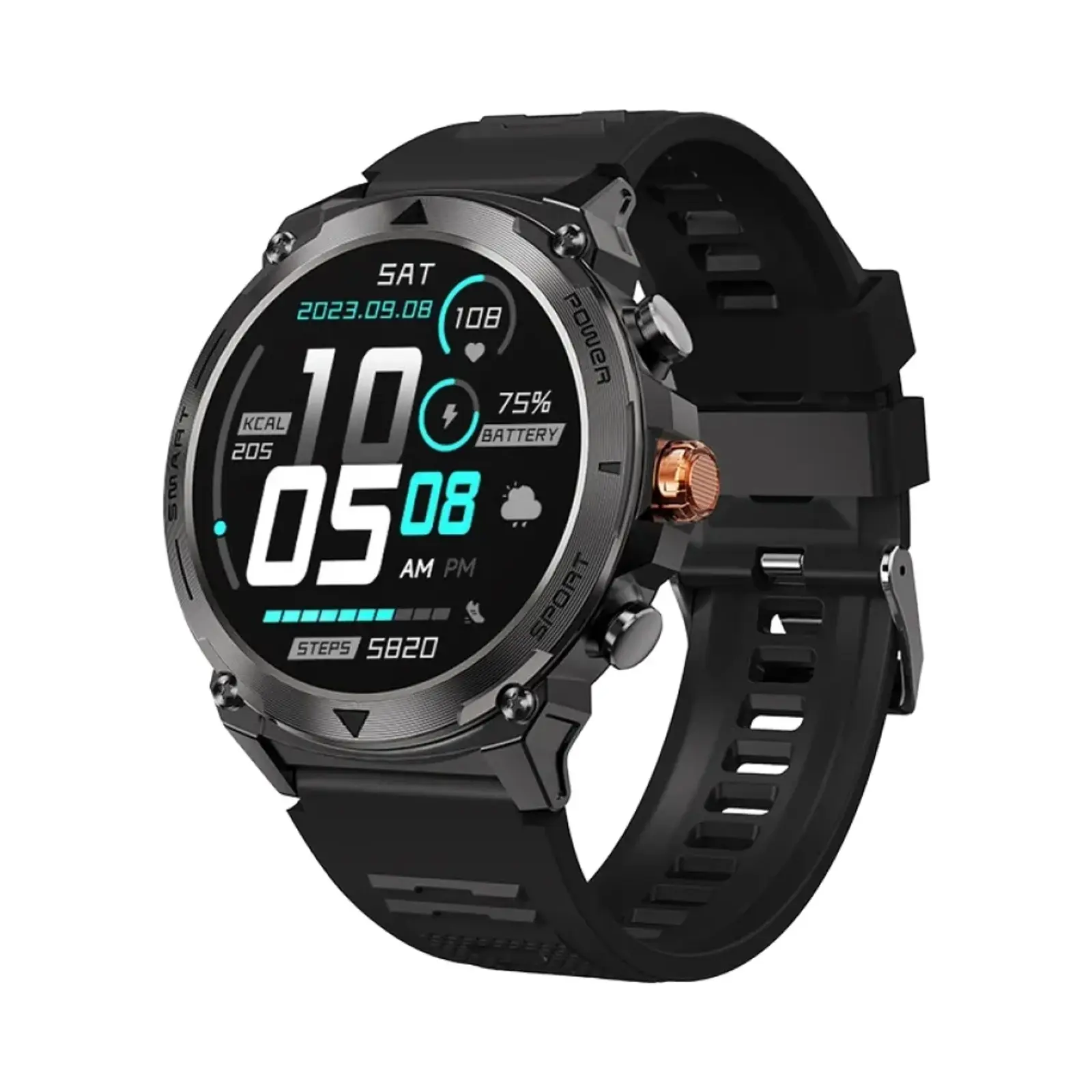 ساعت هوشمند سی بای 48mm W2 sport Stainless Steel Case with Stainless Steel Band - مشکی