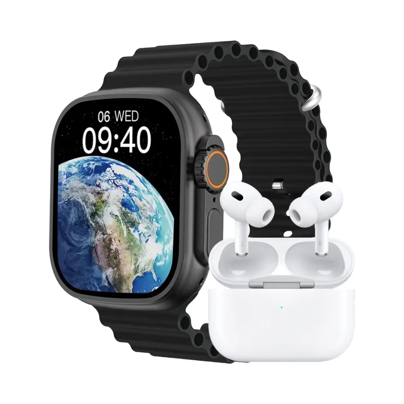 ساعت هوشمند ورنا 49mm W49 Ultra with 7 bands and airpod pro Metal Case with Metal Band - مشکی