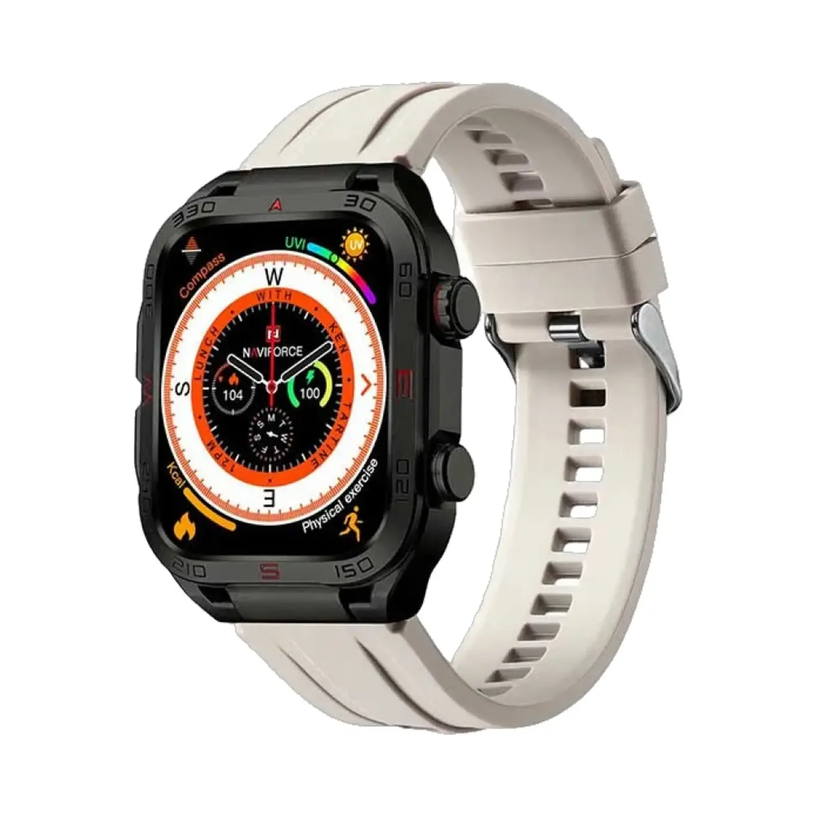 ساعت هوشمند نیوی فورس NT11 B/GY Metal Case with Silicone Band - سفید یخی