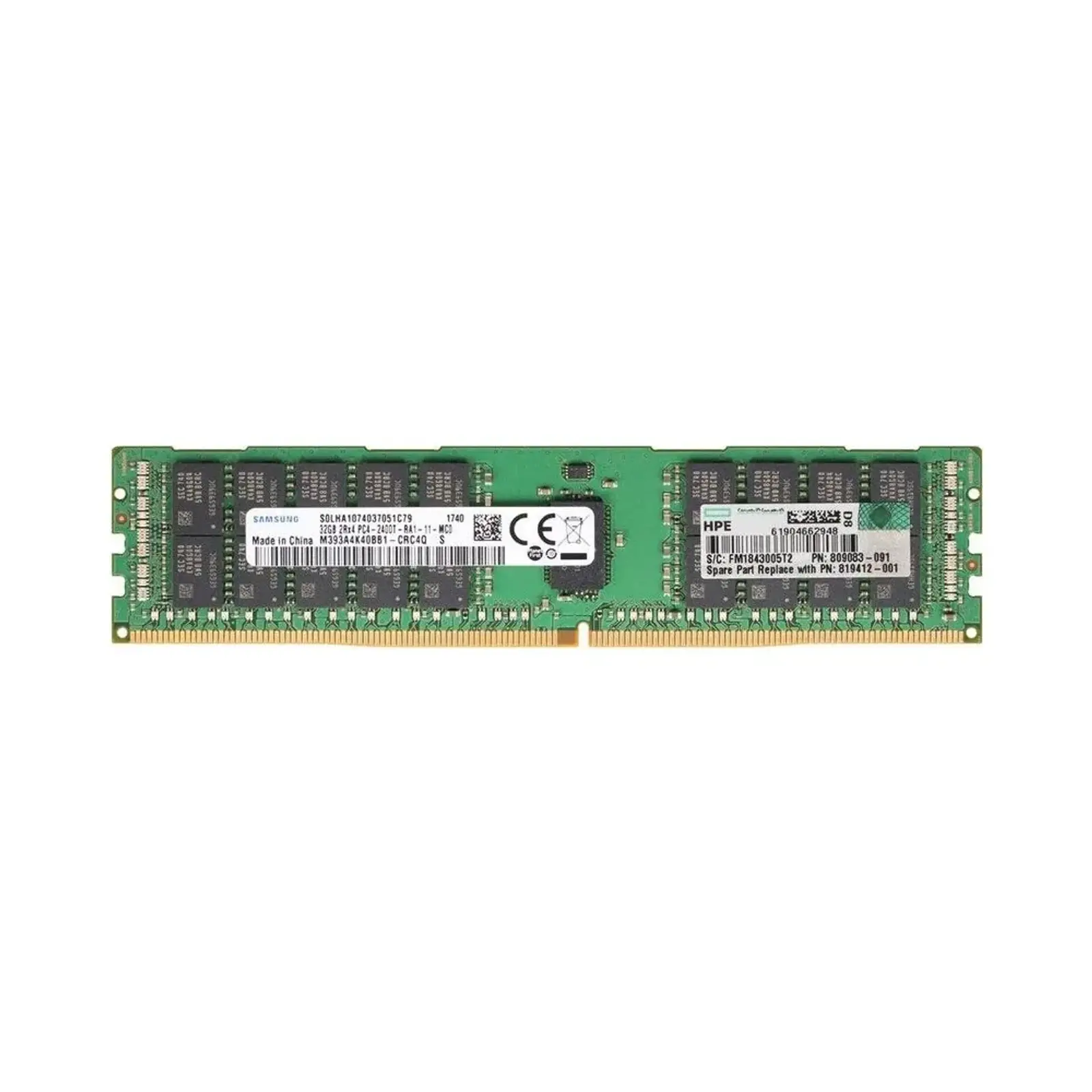 رم سرور اچ پی HPE DIMM DDR4 32GB 2400MHz Dual Rank x4 Registered - 805351-B21