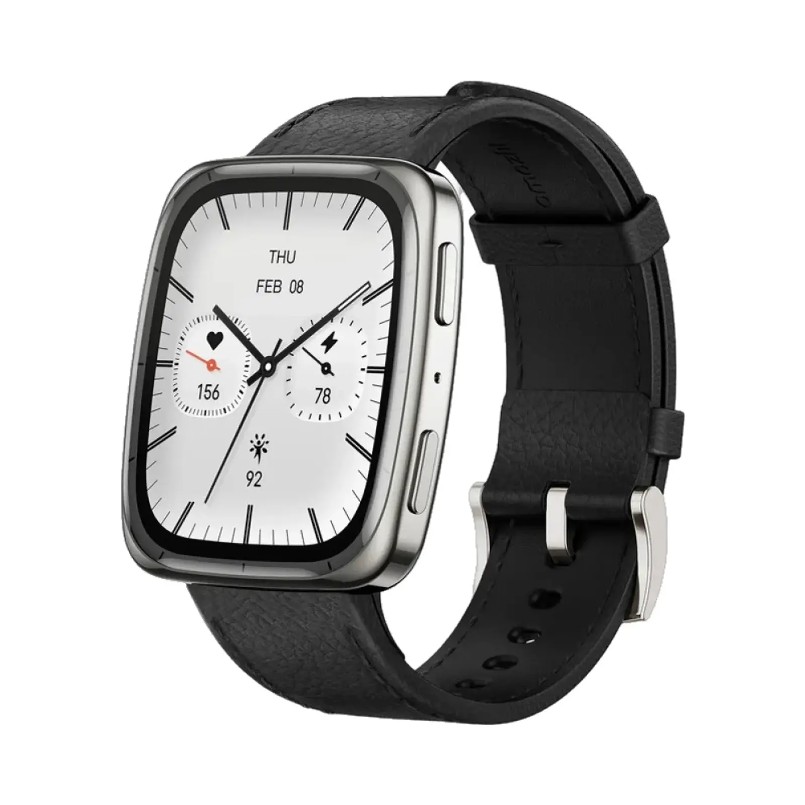 ساعت هوشمند امیزفیت 43mm Active 2 Square Stainless Steel Case with Leather Band - مشکی
