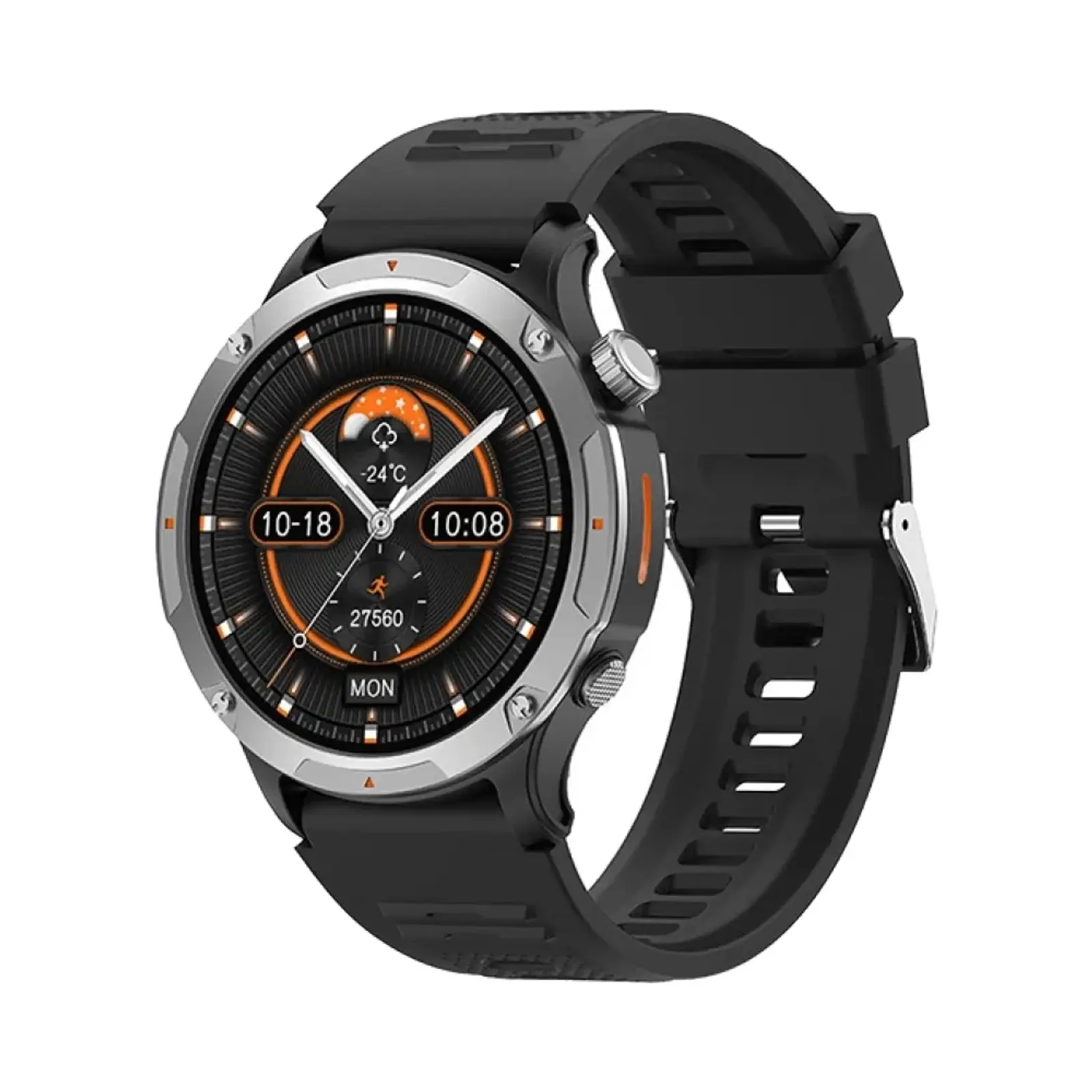 ساعت هوشمند سی بای 44mm W2 Sport N Zinc Alloy Case with Silicone Band - مشکی