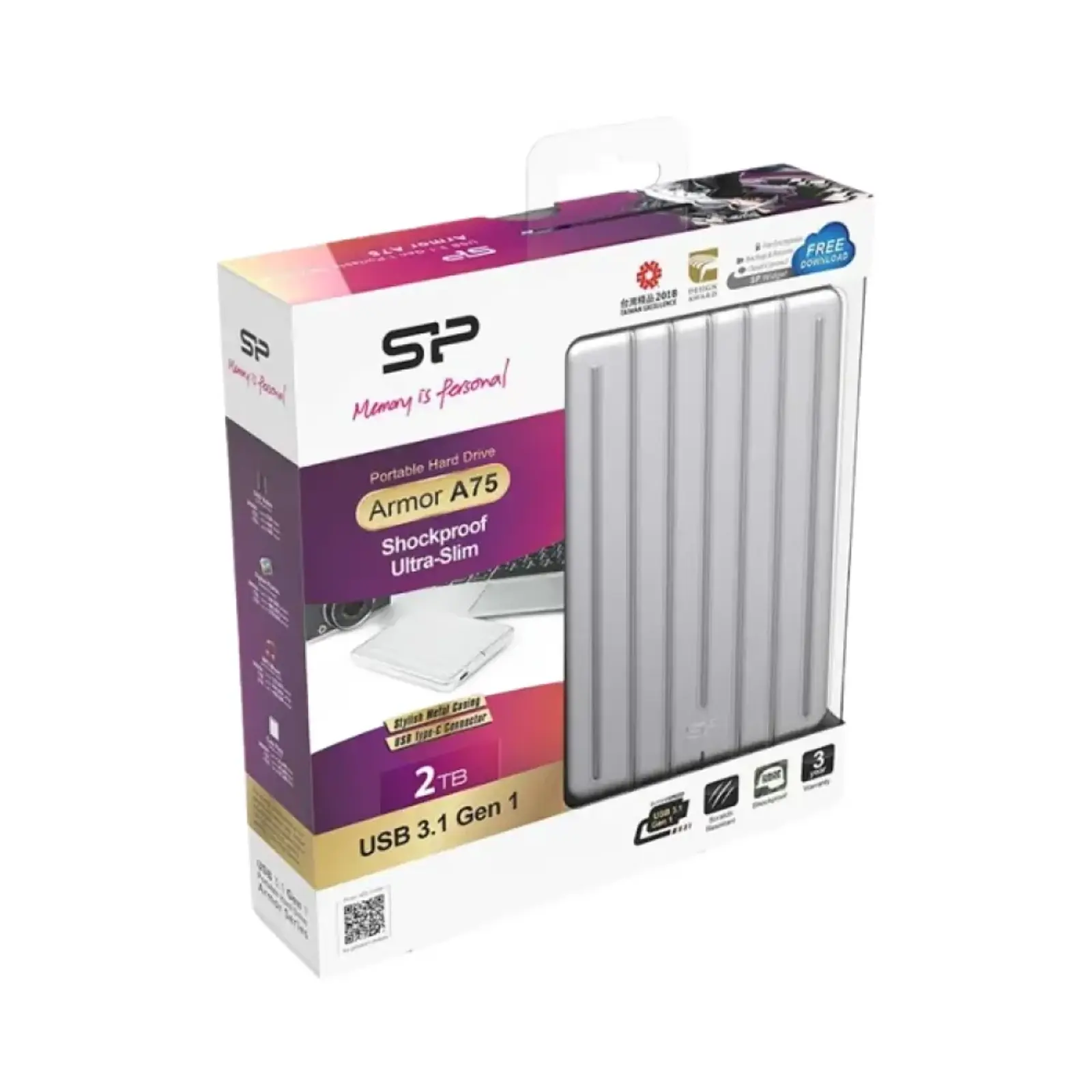 هارد اکسترنال 1 ترابایت سیلیکون پاور Armor A75 1TB - نقره ای